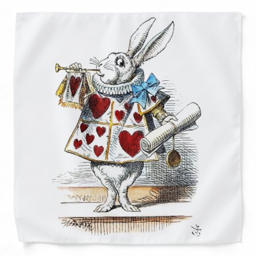 White Rabbit Alice Wonderland Hearts Tote Bandana