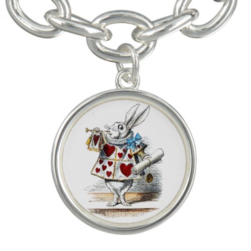 White Rabbit Alice Wonderland Hearts Tote Bracelet