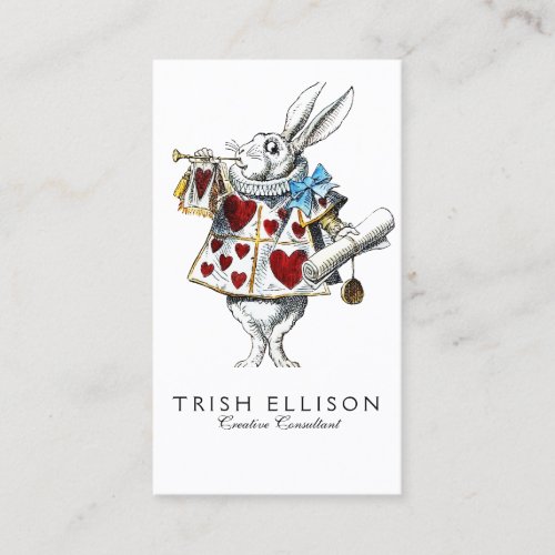 White Rabbit Alice Wonderland Hearts Tote Business Card