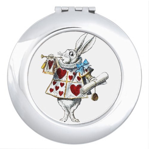 White Rabbit Alice Wonderland Hearts Tote Compact Mirror