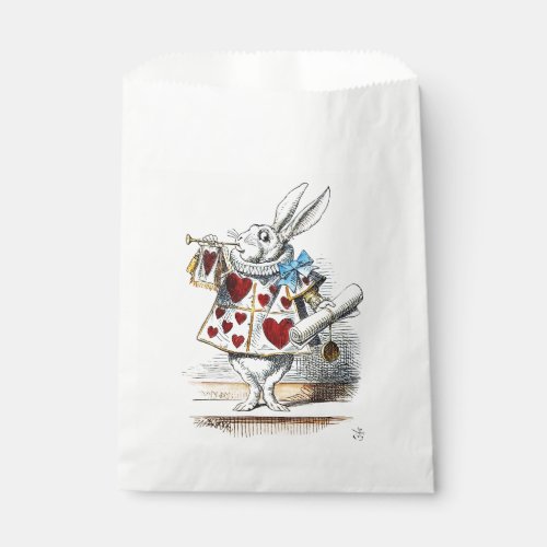 White Rabbit Alice Wonderland Hearts Tote Favor Bag