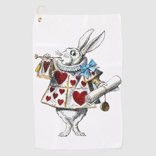White Rabbit Alice Wonderland Hearts Tote Golf Towel
