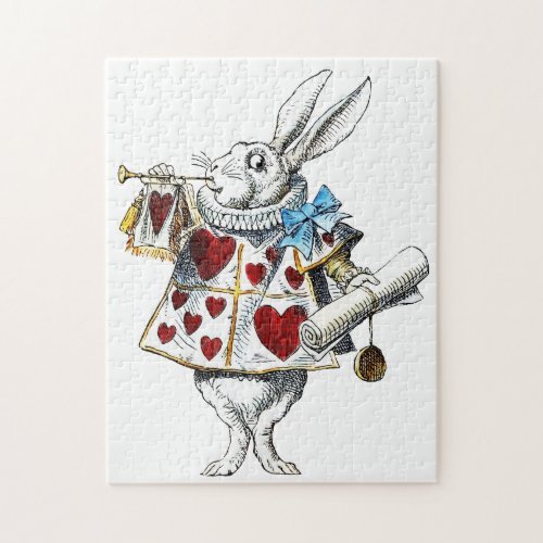 White Rabbit Alice Wonderland Hearts Tote Jigsaw Puzzle
