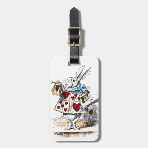 White Rabbit Alice Wonderland Hearts Tote Luggage Tag