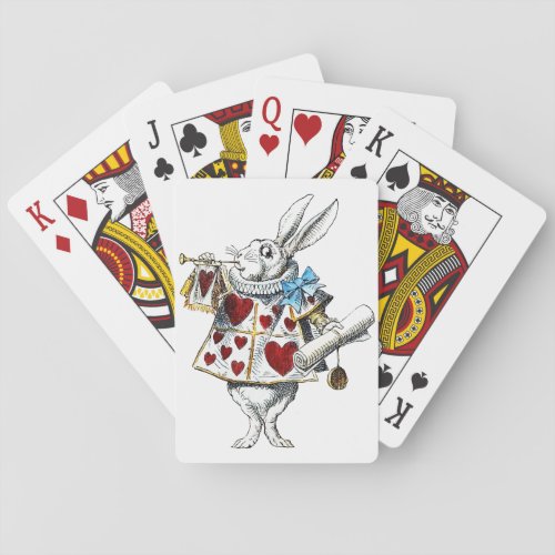 White Rabbit Alice Wonderland Hearts Tote Playing Cards