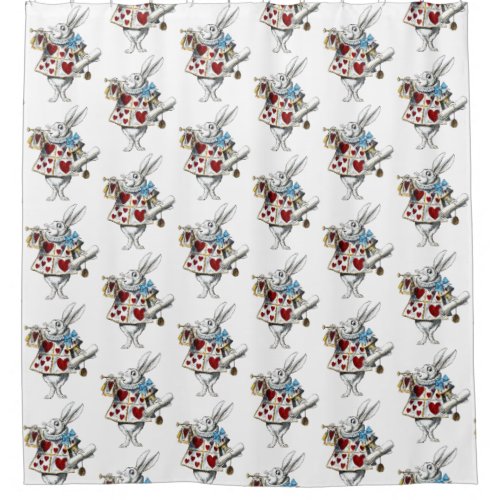 White Rabbit Alice Wonderland Hearts Tote Shower Curtain