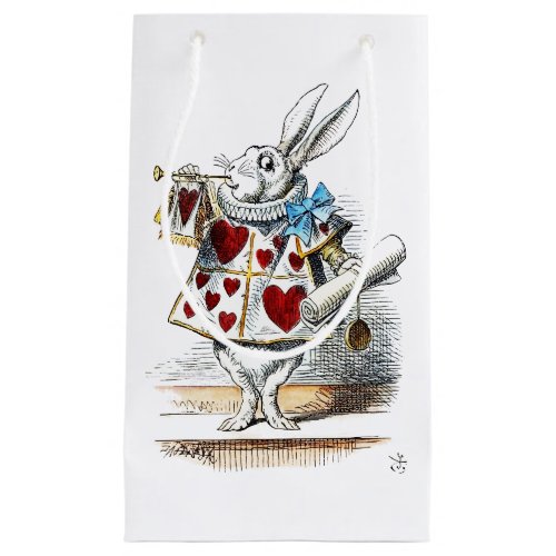 White Rabbit Alice Wonderland Hearts Tote Small Gift Bag