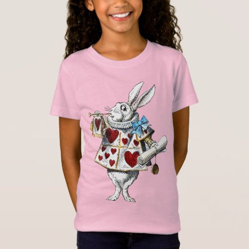 White Rabbit Alice Wonderland Hearts Tote T_Shirt