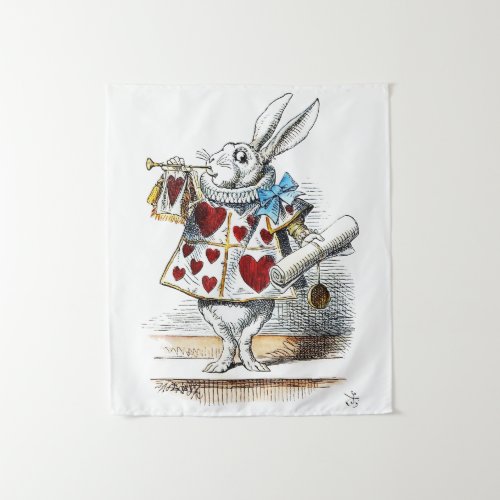 White Rabbit Alice Wonderland Hearts Tote Tapestry