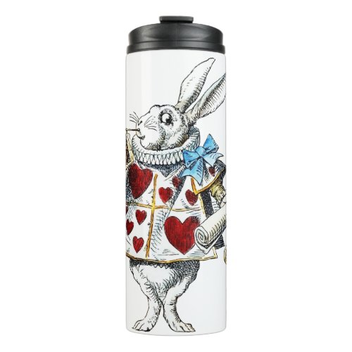 White Rabbit Alice Wonderland Hearts Tote Thermal Tumbler