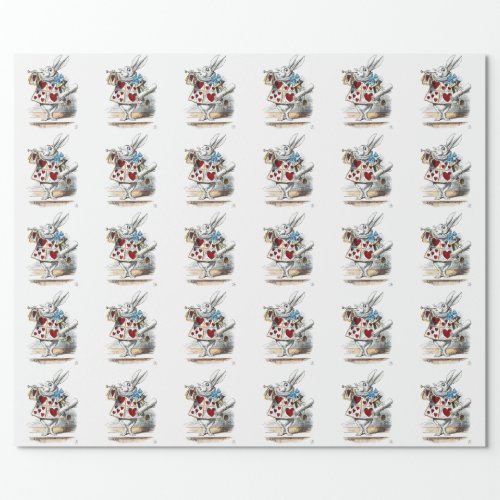 White Rabbit Alice Wonderland Hearts Tote Wrapping Paper
