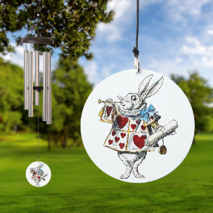 White Rabbit Alice Wonderland Hearts Wind Chime