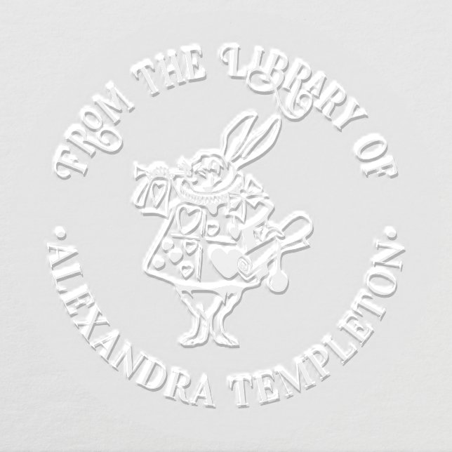 White Rabbit Alice Wonderland Library Book Name Embosser (Design)