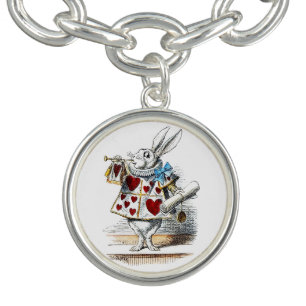 White Rabbit Alice Wonderland Rabbit of Hearts Bracelet