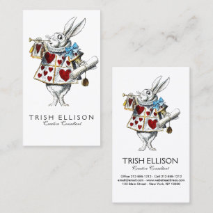 White Rabbit Alice Wonderland Rabbit of Hearts Business Card