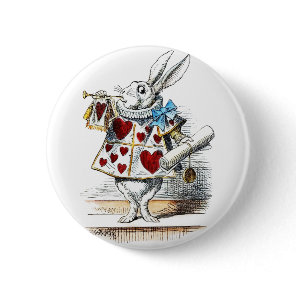 White Rabbit Alice Wonderland Rabbit of Hearts Button