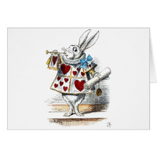 White Rabbit Alice Wonderland Rabbit of Hearts Cards