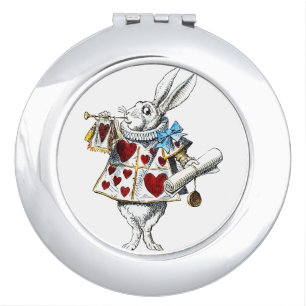 White Rabbit Alice Wonderland Rabbit of Hearts Compact Mirror