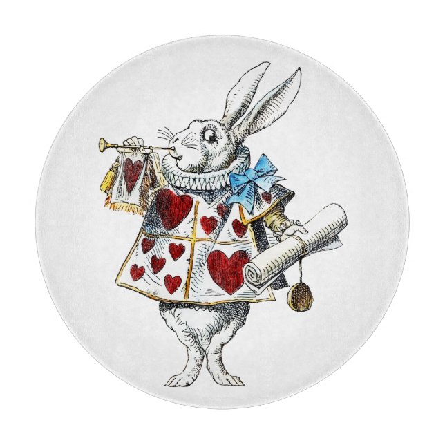 White Rabbit Alice Wonderland Rabbit of Hearts Cutting Board (Front)