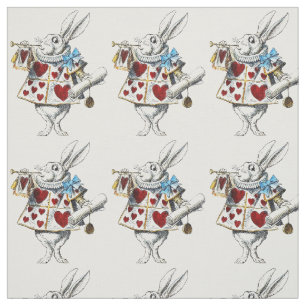 White Rabbit Alice Wonderland Rabbit of Hearts Fabric