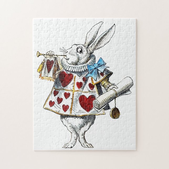 White Rabbit Alice Wonderland Rabbit of Hearts Jigsaw Puzzle (Vertical)