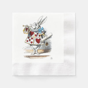 White Rabbit Alice Wonderland Rabbit of Hearts Napkins
