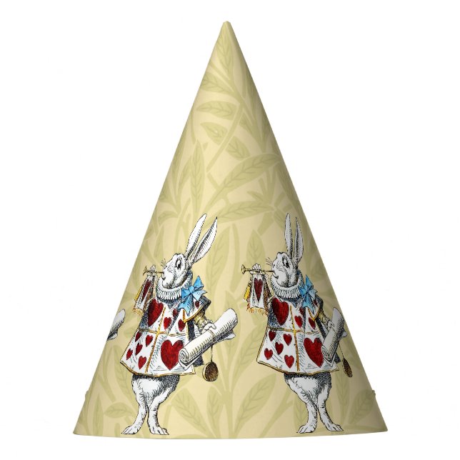 White Rabbit Alice Wonderland Rabbit of Hearts Party Hat (Front)