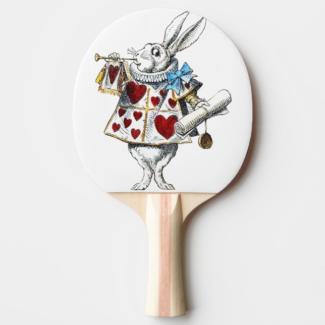 White Rabbit Alice Wonderland Rabbit of Hearts Ping Pong Paddle (Front)