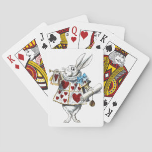 White Rabbit Alice Wonderland Rabbit of Hearts Poker Cards