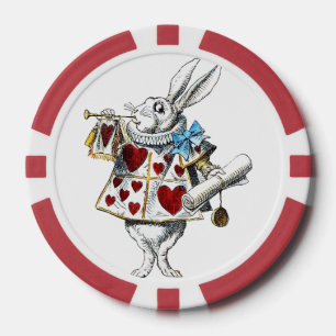 White Rabbit Alice Wonderland Rabbit of Hearts Poker Chips