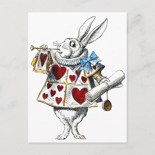 White Rabbit Alice Wonderland Rabbit of Hearts Postcard (Front)