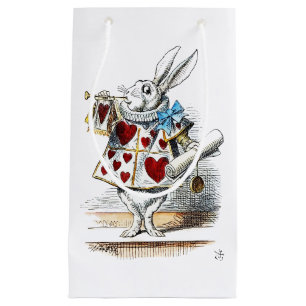 White Rabbit Alice Wonderland Rabbit of Hearts Small Gift Bag