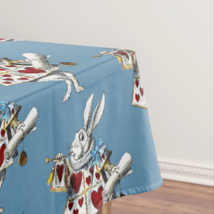 White Rabbit Alice Wonderland Rabbit of Hearts Tablecloth
