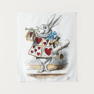 White Rabbit Alice Wonderland Rabbit of Hearts Tapestry