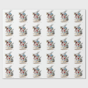 White Rabbit Alice Wonderland Rabbit of Hearts Wrapping Paper