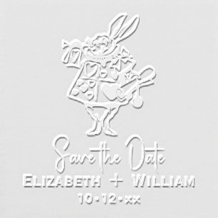 White Rabbit Alice Wonderland Save the Date Embosser