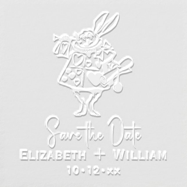 White Rabbit Alice Wonderland Save the Date Embosser (Design)