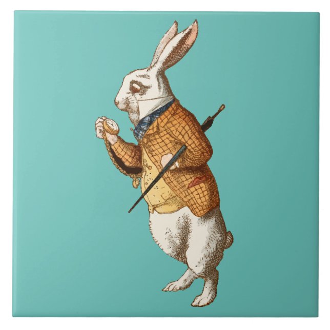 White Rabbit (Alice's Adventures in Wonderland) Ceramic Tile (Front)