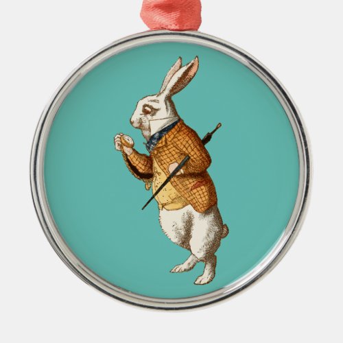 White Rabbit Alices Adventures in Wonderland Metal Ornament