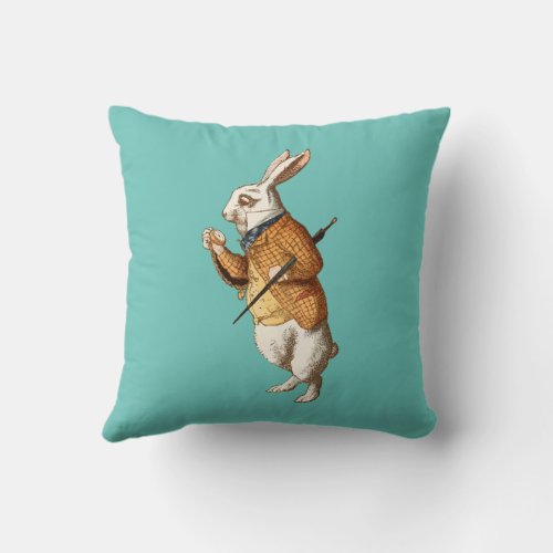 White Rabbit Alices Adventures in Wonderland Throw Pillow