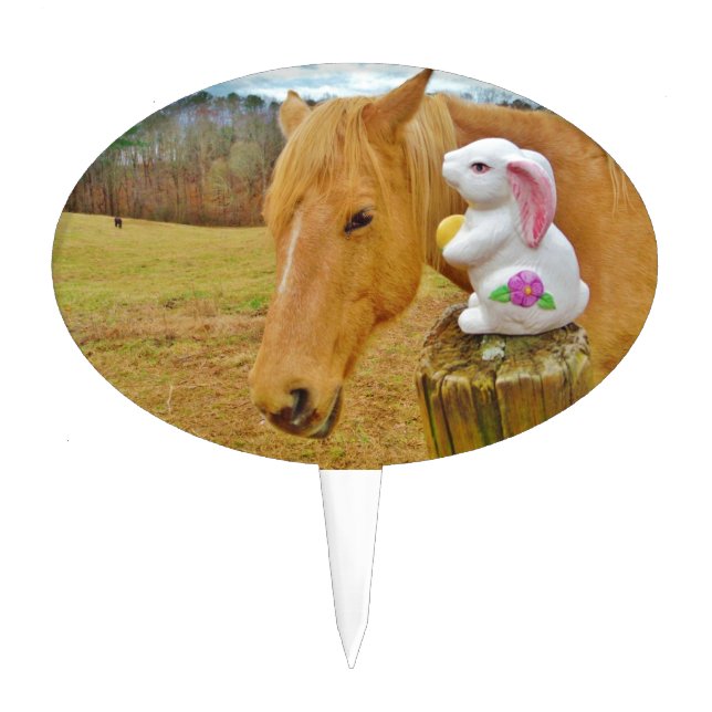 White rabbit and blond yellow horse cake topper (Front)