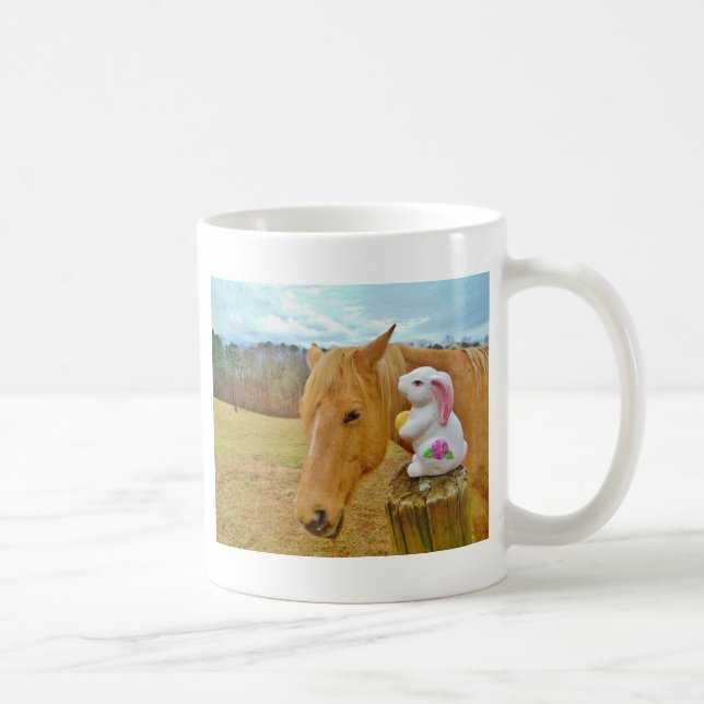 White rabbit and blond yellow horse coffee mug (Right)