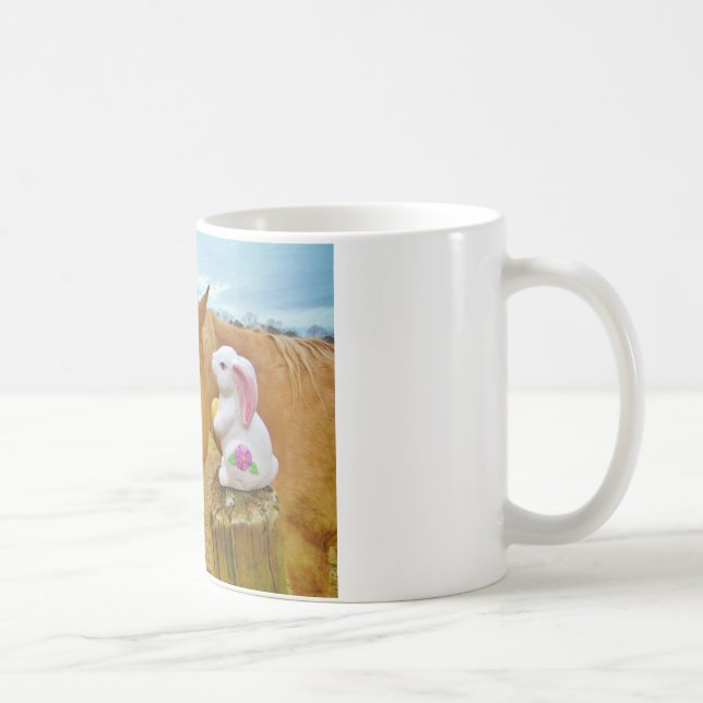 White rabbit and blond yellow horse coffee mug (Right)