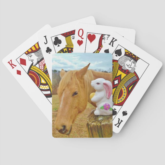 White rabbit and blond yellow horse poker cards (Back)