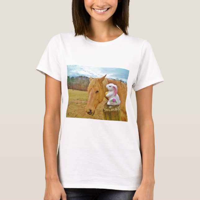 White rabbit and blond yellow horse T-Shirt (Front)
