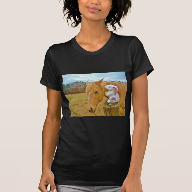 White rabbit and blond yellow horse T-Shirt (Front)