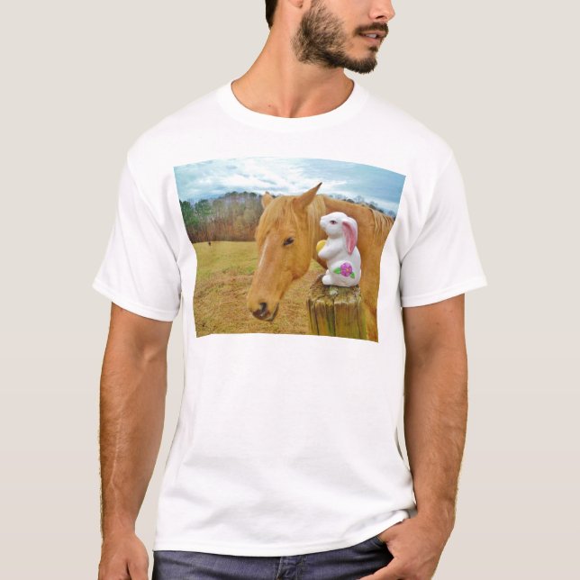 White rabbit and blond yellow horse T-Shirt (Front)