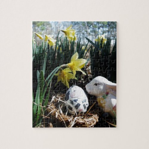 White rabbit and cow egg jigsaw puzzle