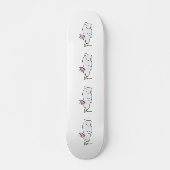 White Rabbit and Flower. Skateboard Deck (Front)