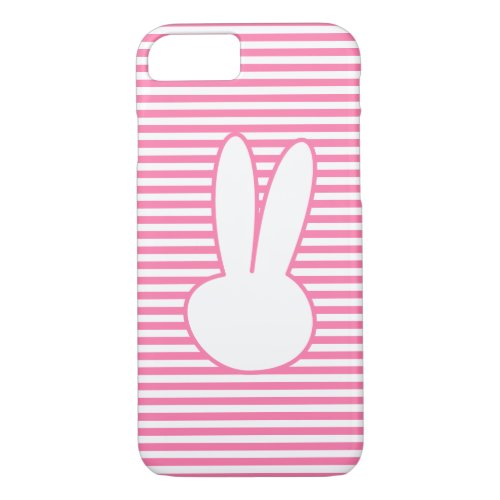White Rabbit and Pink stripes pattern iPhone 87 Case